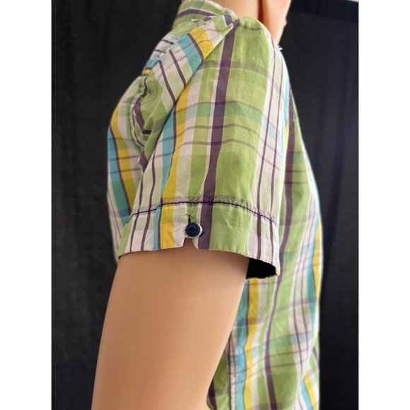 Crocker Men's Dress Shirt Multicolor Short Sleeve 100% Cotton Size L - Picture 5 of 10